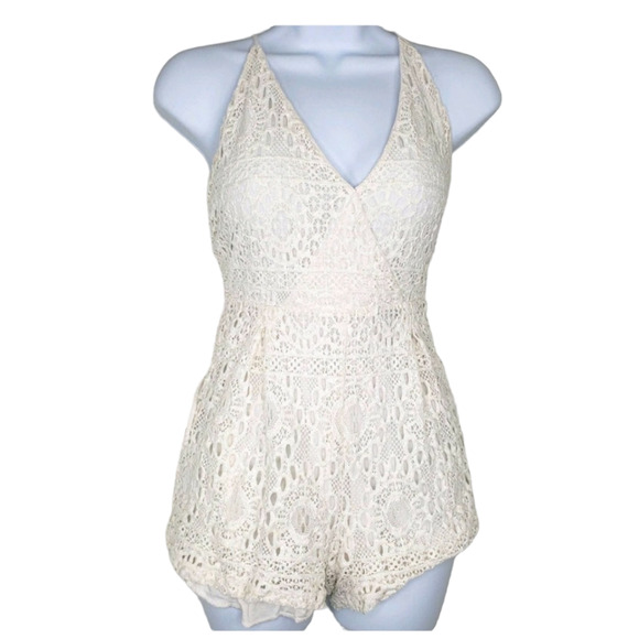 Nightcap Sunkist Sexy Playsuit Romper Creamy White V‎ Front Lace Summer XS - Picture 7 of 7